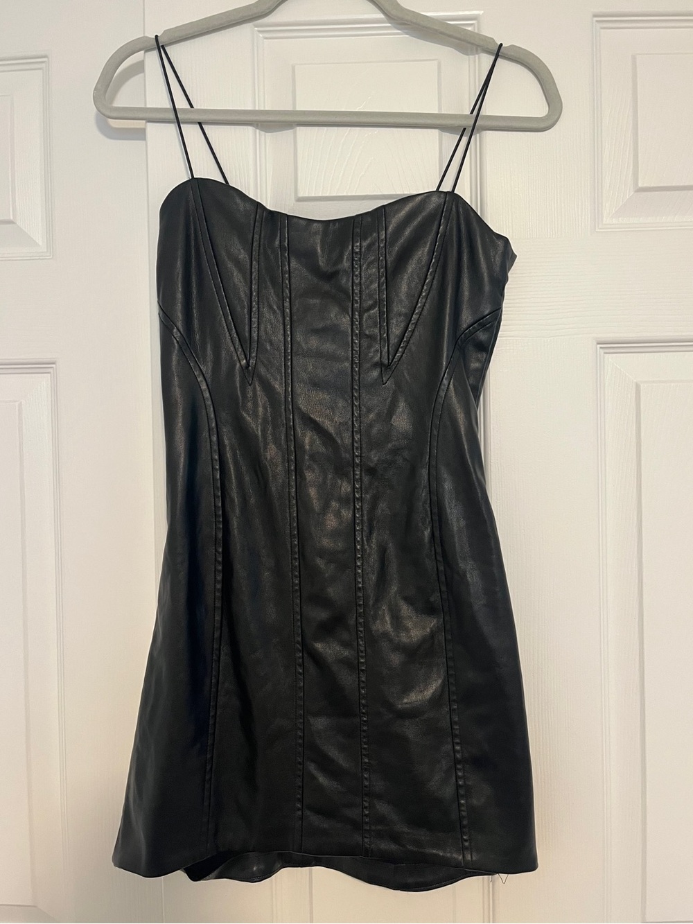 Forever 21 Black Faux Leather Mini Dress Size Small